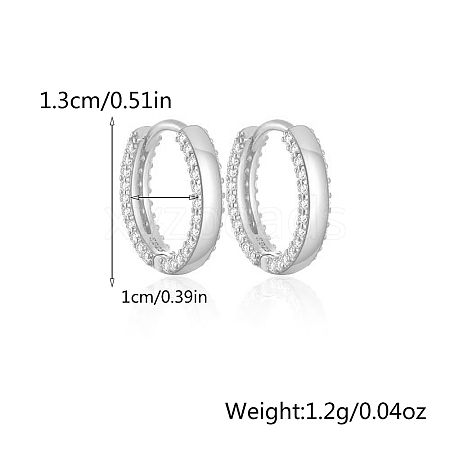 S925 Sterling Silver Micro Pave Clear Cubic Zirconia Hoop Earrings VX5452-6-1