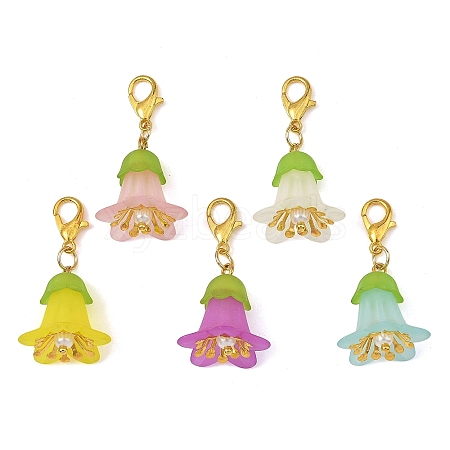 Transparent Acrylic Flower Pendant Decorations HJEW-JM05036-1