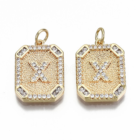 Brass Micro Pave Clear Cubic Zirconia Pendants KK-S356-234X-G-NF-1