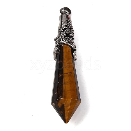 Natural Tiger Eye Pointed Big Pendants G-Q184-02L-AS-1