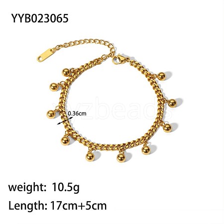 Simple Stainless Steel Curb Chains Charm Bracelets for Summer Beach PM6439-15-1