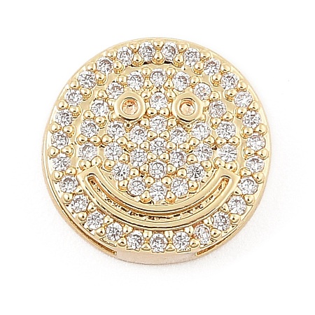 Brass Micro Pave Cubic Zirconia Slide Charms ZIRC-I068-28G-1