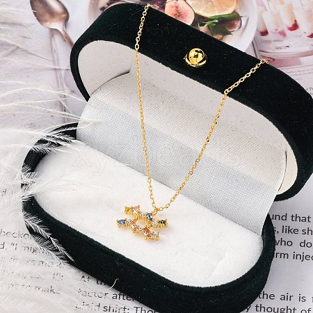 925 Sterling Silver Colorful Cubic Zirconia Constellation Pendant Cable Chain Necklaces for Women STER-R009-01G-11-1