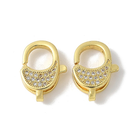 Brass Micro Pave Cubic Zirconia Lobster Claw Clasps KK-F893-06G-1