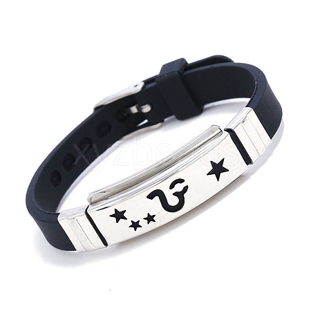 Stainless Steel Constellation Link Bracelet with Silicone Cords PW-WG3762B-02-1