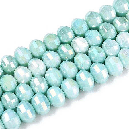 Anti-Tarnish Electroplate Glass Beads Strands GLAA-T025-8mm-19G-1