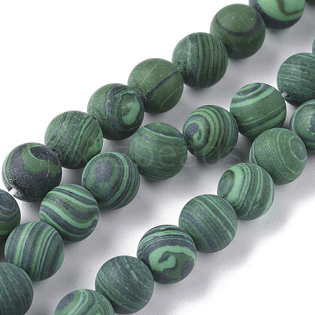 Synthetic Malachite Beads Strands G-F668-19-6mm-1