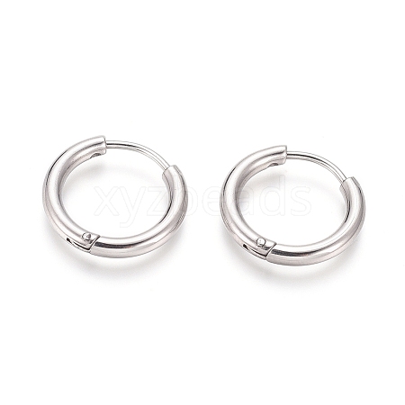 Tarnish Resistant 304 Stainless Steel Huggie Hoop Earrings LS-EJEW-F111B-17mm-P-1
