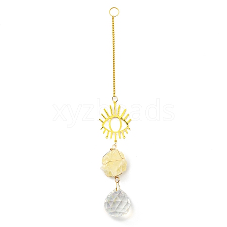 Wire Wrapped Nuggets Natural Citrine Pendant Decorations HJEW-C008-02D-G-1