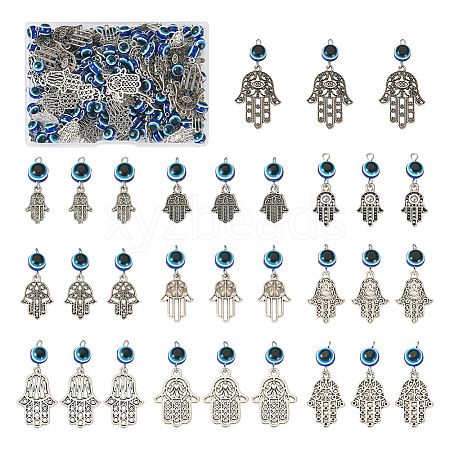 100Pcs 10 Styles Tibetan Style Alloy Pendants FIND-TA0002-25-1