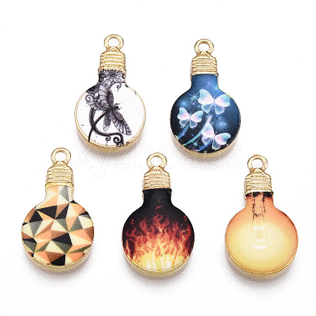 Printed Alloy Enamel Pendants ENAM-N056-178-1