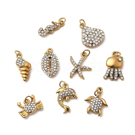 304 Stainless Steel Rhinestone Pendants STAS-B097-06G-1