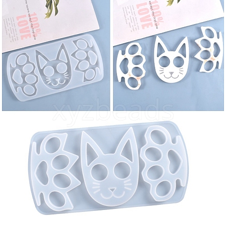 Cat & Paw Shape Self Defense Keychain Silicone Molds X-DIY-P006-30-1