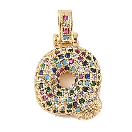 Brass Micro Pave Cubic Zirconia Pendants ZIRC-P121-01G-Q-1