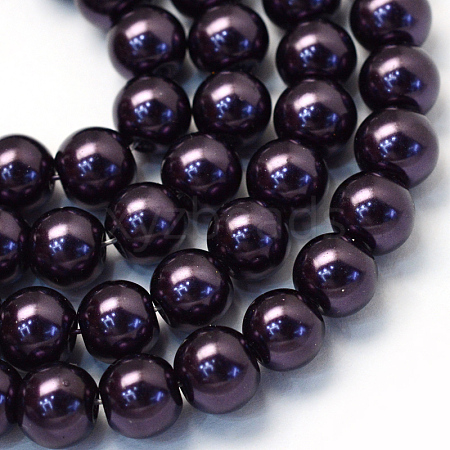 Baking Painted Pearlized Glass Pearl Round Bead Strands X-HY-Q003-6mm-20-1