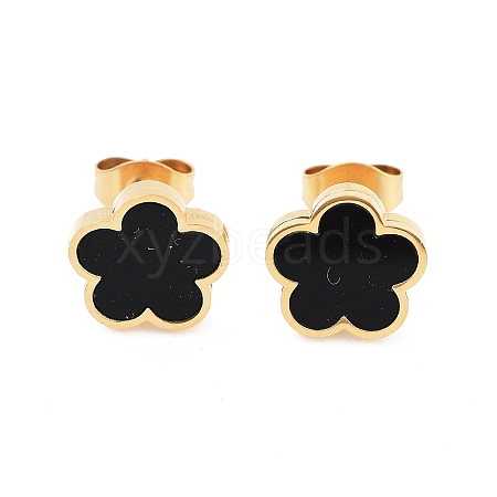 Flower Resin Stud Earrings EJEW-K281-01G-03-1