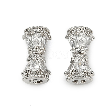 Brass Micro Pave Clear Cubic Zirconia Screw Clasps KK-H202-02B-P-1