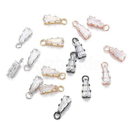 Brass Clear Cubic Zirconia Charms ZIRC-G170-10-1