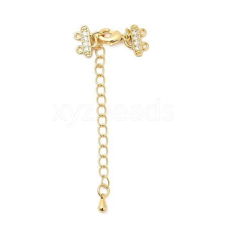 Brass Curb Chain Extenders with Micro Pave Cubic Zirconia X-KK-I705-17G-1