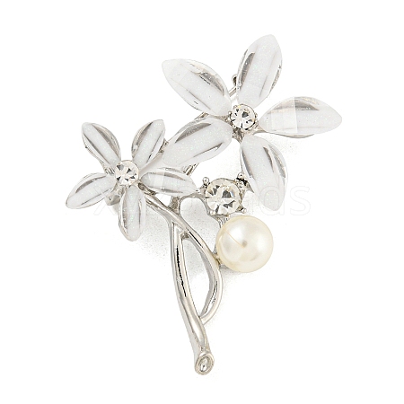 Alloy Crystal Rhinestone Flower Brooch JEWB-U006-14P-1