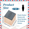 Olycraft 1Pc Plastic Rubber Stamps with Wood Handles WOOD-OC0003-64A-2