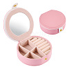 Round PU Leather & Plastic Jewelry Set Storage Box CON-TAC0014-06B-1