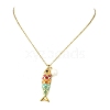 Natural Edison Pearl 304 Stainless Steel Enamel Colorful Fish Pendant Cable Chain Necklaces for Women NJEW-JN06126-2
