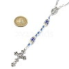 Cross & Virgin Mary Alloy Rosary Bead Necklaces NJEW-JN05123-03-3