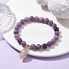 Natural Lepidolite/Purple Mica Stone Stretch Bracelets BJEW-JB10092-04-2