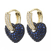 Brass Micro Pave Cubic Zirconia Dangle Huggie Hoop Earrings KK-R137-017A-NF-4