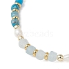 Natural Aquamarine & Natural Apatite  Cube Beaded Stretch Bracelets for Women BJEW-JB13390-02-4