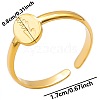 Minimalist Oval with Flower 304 Stainless Steel Wide Band Cuff Open Rings for Women PL9348-2-1