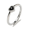 Heart Natural Black Agate Adjustable Rings RJEW-Q818-02P-05-2