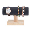 T-Shaped Bar PU Leather Bracelet Display Stands with Wooden Base AJEW-WH0471-127A-1