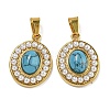 Ion Plating(IP) 304 Stainless Steel Pave Synthetic Turquoise Pendants STAS-U024-16G-02-1