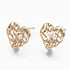 Hammered Brass Micro Pave Clear Cubic Zirconia Stud Earring Findings KK-N231-221-NF-3
