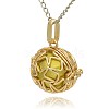 Golden Tone Brass Hollow Round Cage Pendants KK-J231-02G-2