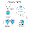 Cubic Zirconia Oval Pendant Necklace & Link Bracelet & Cuff Ring & Stud Earrings SJEW-SZC0001-01D-2