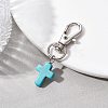 Synthetic Turquoise Cross Pendant Decorations HJEW-JM01531-01-3