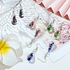 4 Pairs 4 Colors Glass Teardrop with Spiral Pattern Dangle Earring EJEW-FI0001-07-7