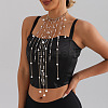 Alloy & Plastic Imitation Pearl Round Beaded Tassel Bib Necklaces FS-WG28DD0-01-4