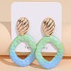 Baking Paint Alloy Rhombus Stud Dangle Earrings for Women WG48396-01-3