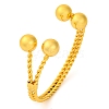 Round Balls Brass Cuff Bangles for Women BJEW-F477-03G-1