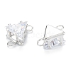 Brass Clear Cubic Zirconia Links ZIRC-G170-08-4