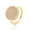 Flat Round Brass Micro Pave Clear Cubic Zirconia Finger Rings RJEW-G309-41G-1