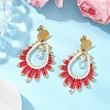 Handmade Glass Seed Beads Teardrop Stud Earrings EJEW-MZ00293-01-2