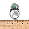 Natural Green Aventurine Wings Adjustable Rings RJEW-K241-04AS-12-5