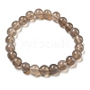 9mm Natural Grey Agate Round Beaded Stretch Bracelets for Women BJEW-G718-01-2