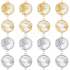 DICOSMETIC 8Pcs 4 Styles Eco-Friendly Rack Plating Brass Connector Charms with White Shell KK-DC0003-32-1