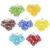 7Pcs 7 Colors Handmade Copper Wired Glass Beaded Heart Pendants PALLOY-CJ00101-1